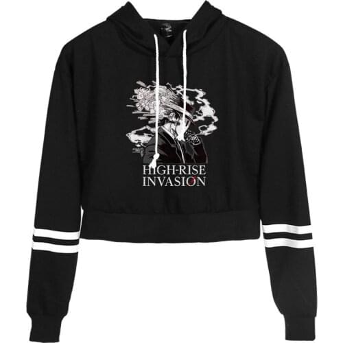 High-Rise Invasion 2D Print Spring Crop Top Anime Hoodies Harajuku Summer Hot Sale Casual hoodies Sweatshirt Hip Hop Plus Size