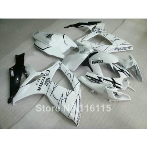 Injection mold fairing kit for SUZUKI GSXR 600 750 K6 K7 2006 2007 white black Corona GSX-R600 GSX-R750 06 07 fairings 328