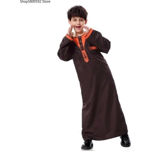 Boy Children Abaya Dubai Kaftan Oman Arabic Qatar Muslim Kids Hijab Robe Caftan Marocain Ramadan Saudi Arabia Islamic Clothing