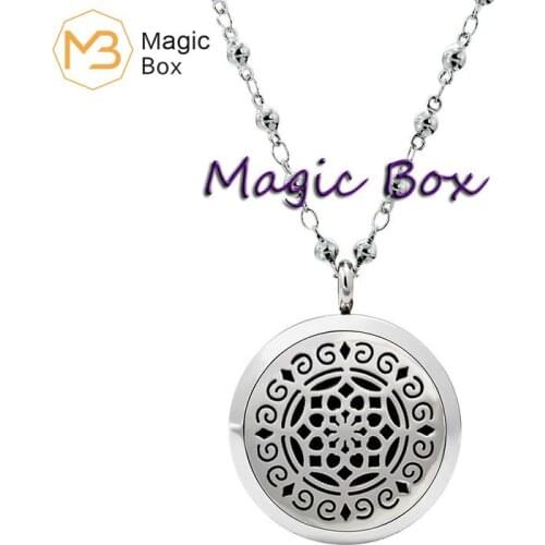 Mens Stainless Steel Pendant, Aromatherapy Essential Oil Diffusion Box Necklace, Fashion Womens Accessories Get 8 Cotton Pads