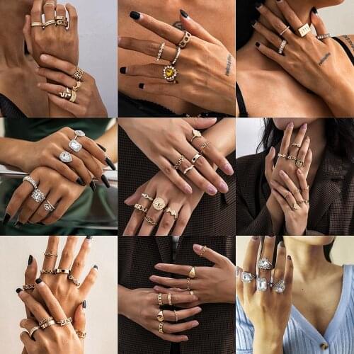 30 Retro Punk Womens Ring Sets Simple Geometry Bohemian MIDI Design Style Fashion Womens Jewelry Birthday Gift