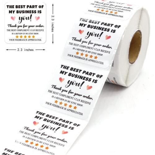 2.3Inch "Thank You for Your Order" Sticker Five-star Praise Online Shop Small Business Packaging Bag Gift Bag Decoration Sticker