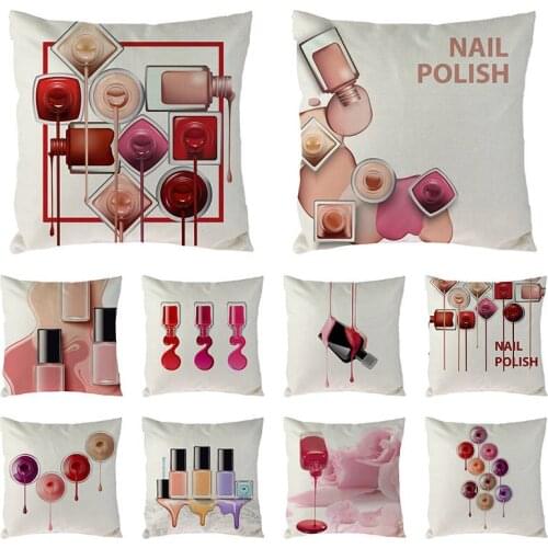 New Cosmetics Perfume Bottles Nail polish Lipsticks Pillow Cover Linen Cotton Decorative Pillow Cushion Cover Throw Pillows 1570