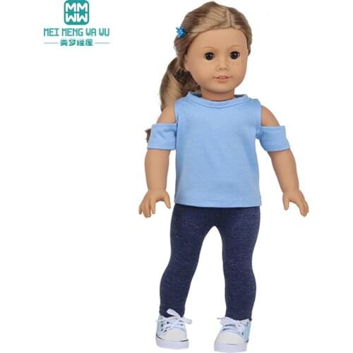 Clothes for doll fit 45 cm American doll accessories Fashion T-shirts, jeans, dresses Girls gift