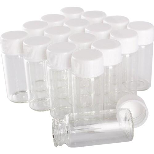 Wholesale 100 Pieces 10ml Glass Bottles with White Plastic Caps 22*50mm Glass Wishing Bottles