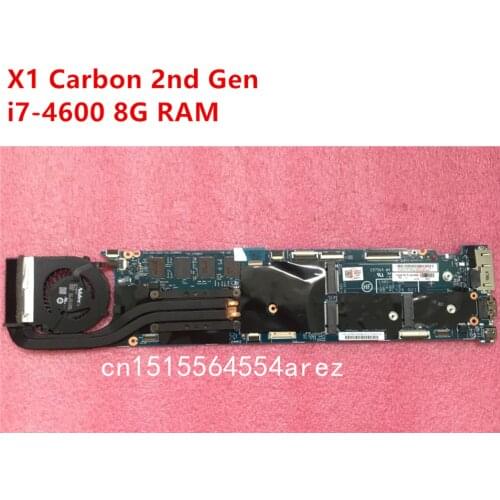 Original laptop Lenovo ThinkPad X1 CARBON 2nd Gen TYPE 20A7 20A8 motherboard mainboard i7 i7-4600 CPU 8GB with fan FRU 00UP985