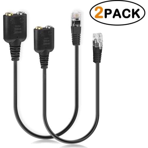 Headset Adapter RJ9 Male to 3.5mm Female Headset Phone MIC Audio Splitter Adapter Cable 2 Pack