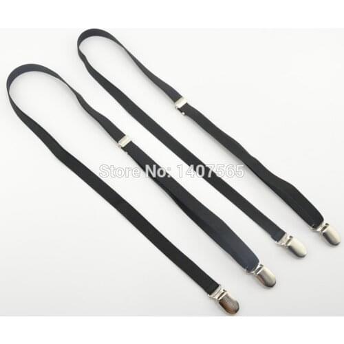 3 colors Mens suspenders 1.5cm width 4 clips no cross and Unisex Braces women suspender black for adult
