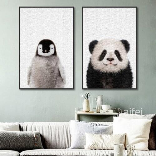 Nordic Animals Posters Cute Panda Penguin Canvas Painting Modern Home Decoration Nursery Children 's Room Wall Art Pictures
