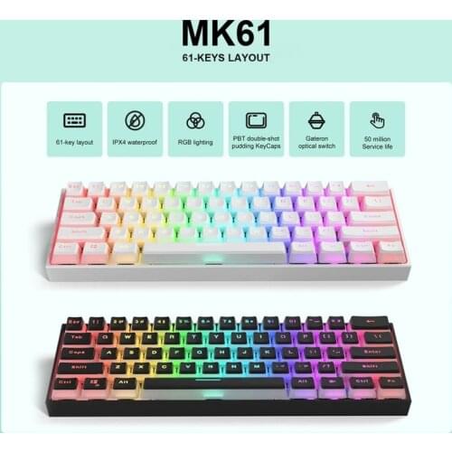 MK61 61 Keys Wired&Wireless Gaming Mechanical Keyboard Gateron Optical Switch NKRO RGB Keycap Color Switch For Computer Laptop