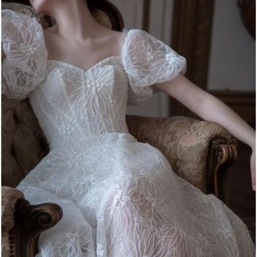 White Embroidery Luxury A-line Ball Gown Party Dresses Women High Waist Summer Princess Dress Woman Dress Vestido De Mujer