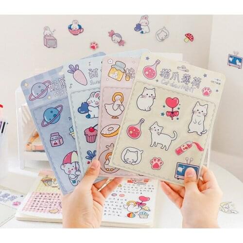 Cartoon Cat Bear Rabbit Duck Stickers Student Decoration Waterproof Self-adhesive Hand Account Material Stickers Wall Stickers