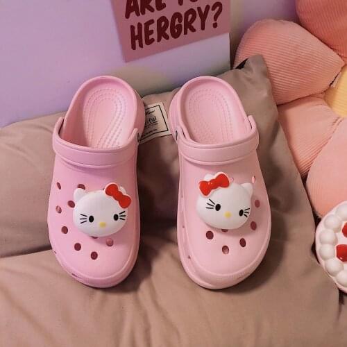 Sanrio Hello Kitty summer hole shoes slippers non-slip thick-soled girls sandals and slippers