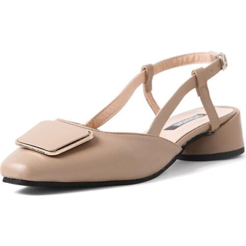 Women sandals 2019 Summer New Basic Buckle Strap Square Heel Mid Heel 4cm Casual Fashion Shoes Woman 35-39