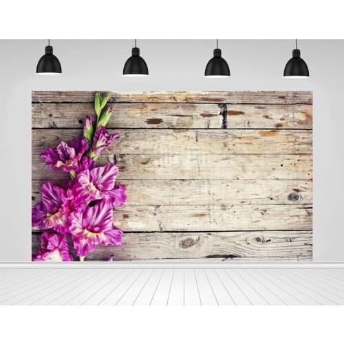 Scopiso Planks Borwn Board and Purple Flowers Photographic Backdrops For Photo Studio Decoration Props Photography Backgrounds