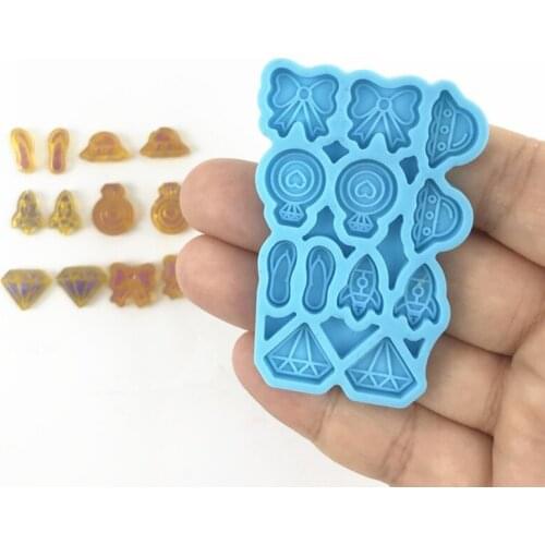 Bowknot Diamond Slippers Sun Hat Shaped Earrings Ear Studs Epoxy Resin Mold Jewelry Necklace Pendant Silicone Mould DIY