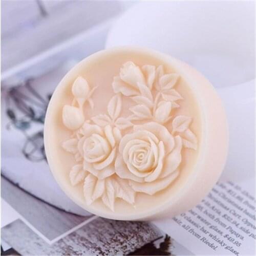 Silicone Mould 3d round shape Relief Rose Flower pattern Soap Mold DIY Nordic Articraft Silica Gel Aroma Stone Mold