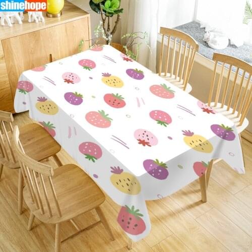Strawberry Fruit Tablecloth Waterproof Fabric Rectangular Dust-proof Table Cover For Party Home Decor TV Covers