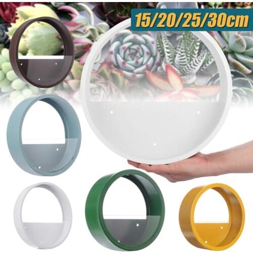 Modern Round Iron Wall Vase Home Living Room Restaurant Hanging Flower Pot Wall Decor Succulent Plant Planters Art Glass Vases