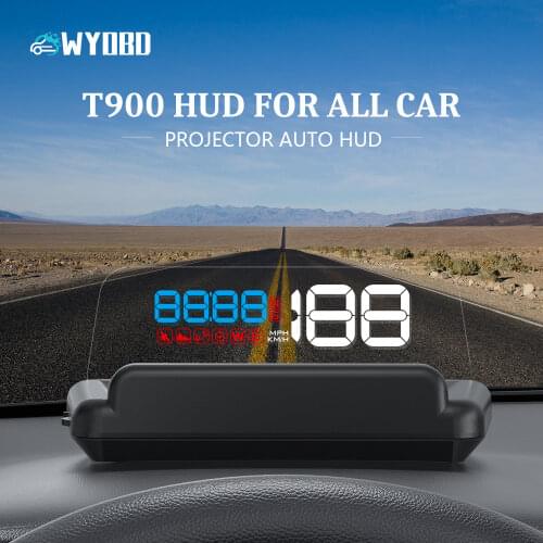 Universal Mirror T900 HUD Car Head up display Windshield GPS Speed Projector Security Alarm Water temp Overspeed RPM Voltage