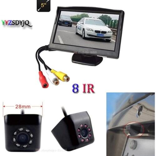 YYZSDYJQ Car Video Parking 5" Digital Color TFT Monitor+ 8 IR Night Vision Reversing Backup Parking Camera Auto Rearview