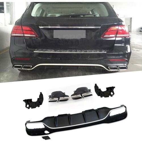 Rear Diffuser Lip With Exhaust Tips PP Back Bumper Hugger For Mercedes Benz GLE Class W166 GLE63 AMG SUV 16-2018 Car Prodection