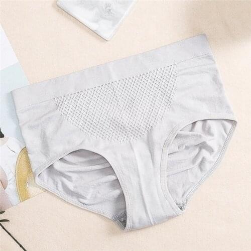 Women Seamless Briefs Panties Push Up Hip Cotton Crotch Female Underwear High Waist Honeycomb Shape Ladies Intimates New