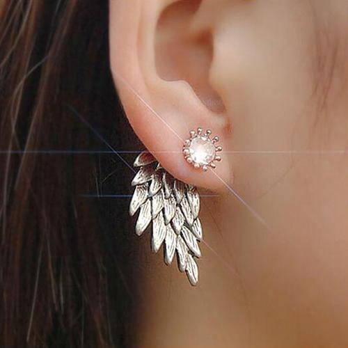 Womens Angel Wings Rhinestone Inlaid Alloy Ear Studs Party Jewelry Earrings aretes de mujer modernos 2019