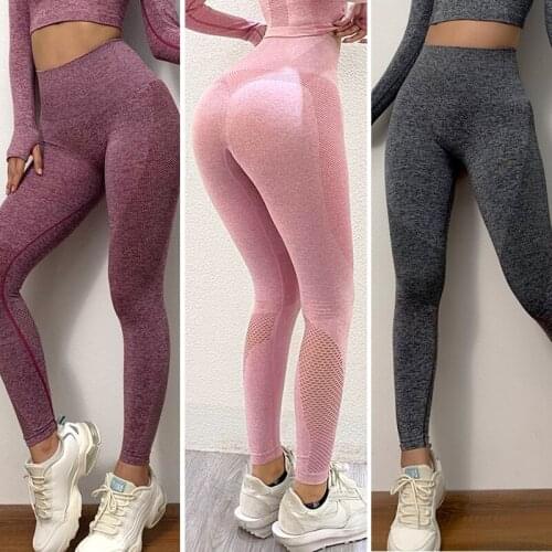 Leggings Women High Waist Sexy Seamless Gym Leggings Hollow Printed Workout Pants Fitness Push Up Elasticity Legins Feamle