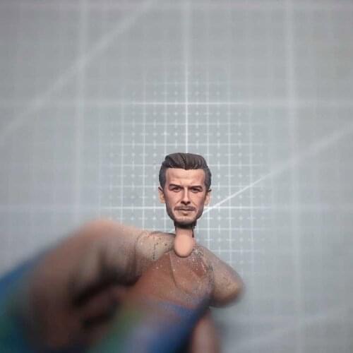 1/12 Scale David Beckham Head Sculpt Football Star Male Soldier Head Carving for 6in Action Figure