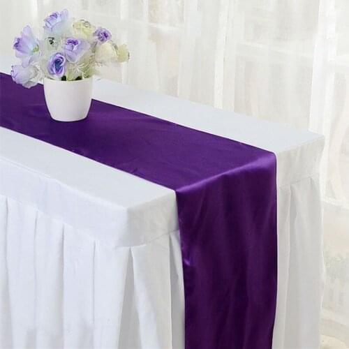 10pcs 30 x 275cm Silk Satin Wedding Table Runners For Hotel Event Banquet Party Table Decoration