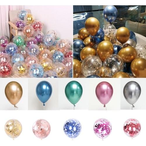 10pcs Confetti Sequins Latex Balloons Wedding Birthday Party Valentines Day Decoration Balloon Kids Adult Metallic Balloon