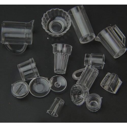 15PCS/set Plate Cup Dish Bowl Tableware Set Dollhouse Miniature Toy Doll Food Kitchen Living Room Accessories 1:12 Scale