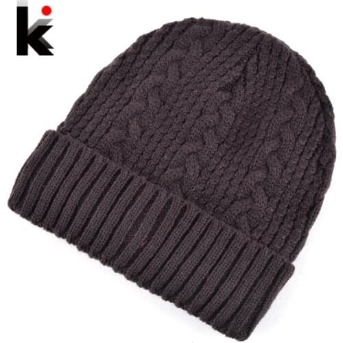 2018 Winter beanie mens skullies knitted wool stocking hat warm casual cap bonnet plus velvet gorro hants for men beanies