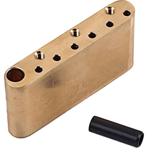 74mm Brass Tremolo Block Guitar Bridge with Bar Kit Parts for ST Electric Guitar (Golden)