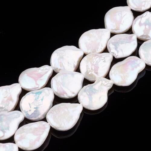 23-33pcs/Strand Natural Keshi Pearl Bead Strands Flat Round Cultured Freshwater Pearl Beads for DIY Jewelry Making Supplies