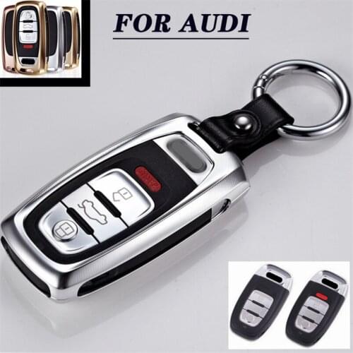 High-Quality Aluminum Alloy Car Key Case Cover Holder Shell Protector With Key Chain For Audi A4 B8 Q5 A5 A6 A7 RS Accessories