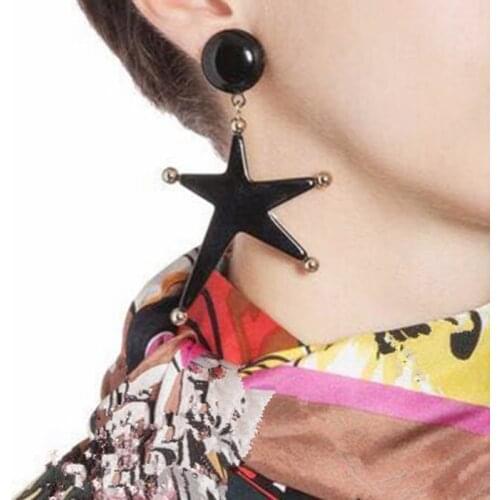 Ex1026 Korean version fashion Vintage simple alloy Acrylic Pentagram star studs earrings trend Womens Jewelry Accessories