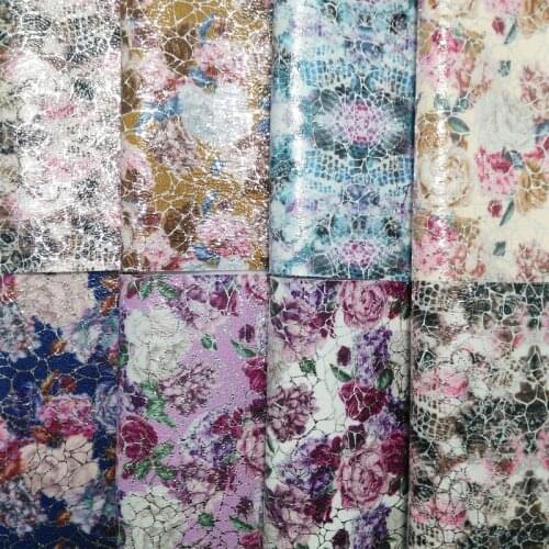 1PC 21X29CM Synthetic Letaher, Cuero Sintetico Printed Flowers Leather For Making Bows Accessories LEOsyntheticoDIY 9S33A