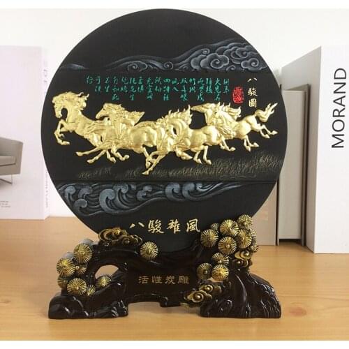China Leader National gift- HOME office TOP decoration thriving business efficacious Mascot FENG SHUI Sculpture 8 HORSES art