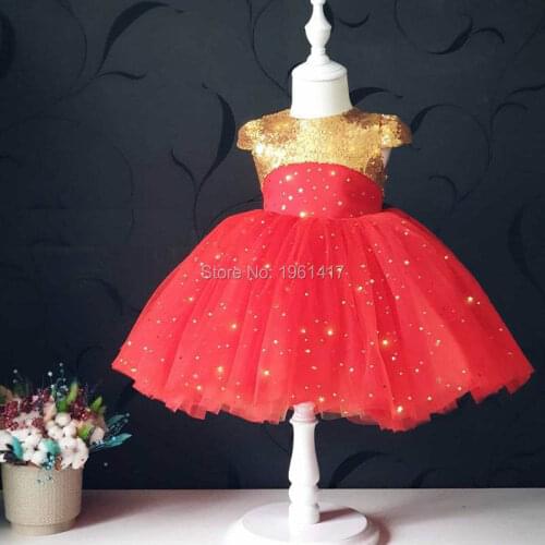 Girls Red Clothes Kids Dresses For Girls Lace Flower Dress Baby Girl Party Wedding Dress Children Girl Princess Dress
