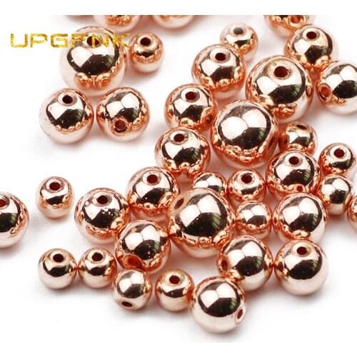 UPGFNK Rose gold plating Hematite Natural Stone 2/3/4/6/8/10mm Round charm Loose Beads for Jewelry Making Diy bracelet Necklace