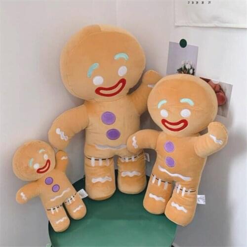 30-60cm Cartoon Cute Gingerbread Man Plush Toys Stuffed Baby Appease Doll Biscuits Pillow Reindeer for Kids Gift