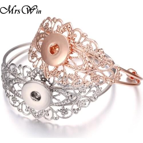 New Snap Jewelry Bracelets Rose Gold Crown Metal Snap Button Bracelet Fit 20mm 18mm Snap Buttons Jewelry Cuff Bracelet