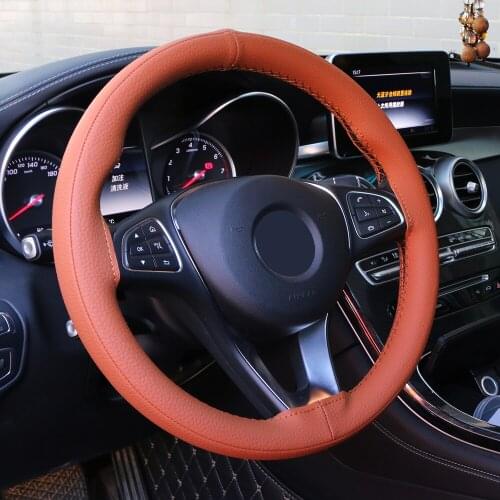O SHI CAR 3D Universal Car Steering Wheel Cover /Auto Handlebar Braid Leather Steering-Wheel Protection Wrap Needle And Thread