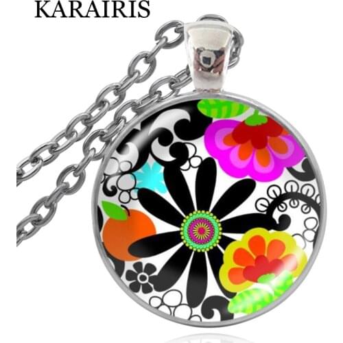 KARAIRIS Charm Retro Flower Pattern Necklace Oorbellen Clear Glass Photo Cabochon Necklaces Mandala Jewelry Making Handmade