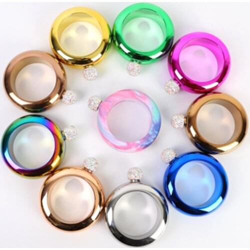 3.5oz/100ml Portable Bracelet Alcohol hip Flask with diamond lid Round Chic Elegant Wine Whiskey Vodka Alcohol flagon Drinkware