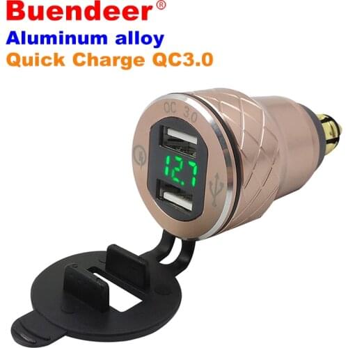 Buendeer 2 USB Motorcycle Cigarette Lighter For Triumph Tiger 800 xc Hella DIN Plug Accessories LED Display USB QC 3.0 Adapter