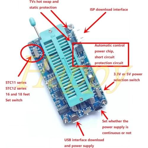New STC MCU programmer burner supports all models of STC 3V or 5V burner with isp download