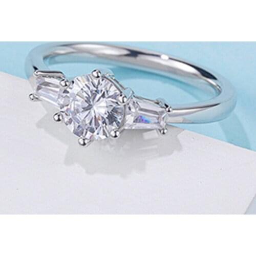 Luxury 100% 925 Sterling Silver Created 1 Carat D Color Moissanite Wedding Rings For Women Elegant Engagement Fine Jewelry Gift